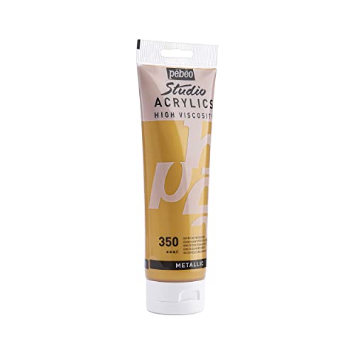 PEBEO Studio Acrylics High Viscosity, Fine Acrylic, 250 ml - Iridescent Rich Gold, 8.45 Fl Oz (Pack of 1), (169-350) - color: Iridescent Rich Gold, size: 8.45 Fl Oz (Pack of 1)