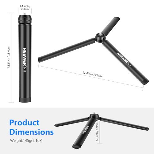 NEEWER Mini Metal Tripod, Table Stand, Desktop Compact Tripod Compatible with Crane M2, Smooth Q2, Gimbal Grip Stabilizer and All Cameras - style: M11