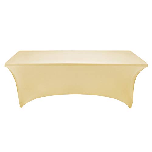 LZY Spandex Fitted Stretch Table Cover for 6 ft or 4ft or 8ft Folding Table, Rectangular Cocktail Tablecloth, Perfect for Party or Banquet - color: Champn, size: 96" x 30" (Rectangular)