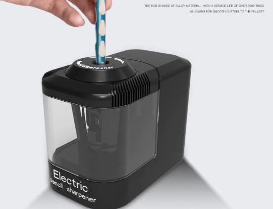 Dual Power Electric Pencil Sharpener Black, Heavy-Duty Helical Blade
