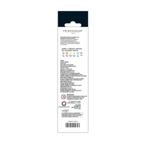 Prismacolor Pastel Colored Pencils Set, 6 count, Brilliant Colors, Junior 4.0mm