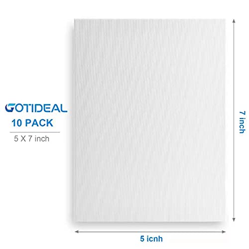 GOTIDEAL Stretched Canvas, 5x7 Inch Set of 10, Primed White - color: White, size: 5"x7"
