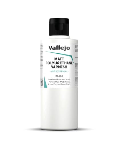 Vallejo - Polyurethane Varnish | Matt Finish 200 ml. (6.76 fl.oz.) | Extraordinary Hardness & Permanence | Create a Perfect Clear Coat | Scratch Resistant for Outdoor and Indoor Surfaces - style: Matt 200 ml. (6.76 fl.oz.)