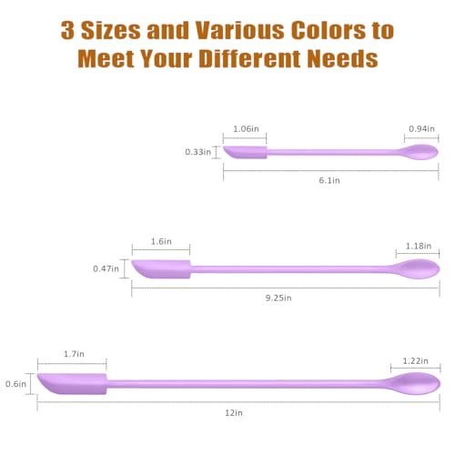 Silicone Spatula Set 6Pcs, Mini Jar Scraper for Makeup & Food | Mini spatulas reach every last drop in jars and bottles, reducing waste for food, cosmetics and personal care products. - color: Purple