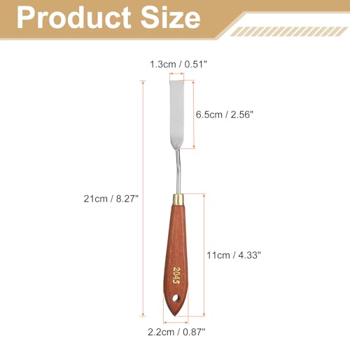 HARFINGTON 2pcs Palette Knife Painting Tool 2.56" x 0.67" Stainless Steel Teardrop Blade Spatula Painting Pallet Knives with Hole Beech Wood Handle for Acrylic Canvas, Red/Silver - size: 8.46" x 0.67" x 2.56"