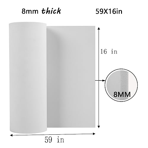 AMZQNART 8mm EVA Foam Sheets Roll 16x59in White for DIY Cosplay 90kg/m3 - color: 16×59in White, size: 8mm-Thick