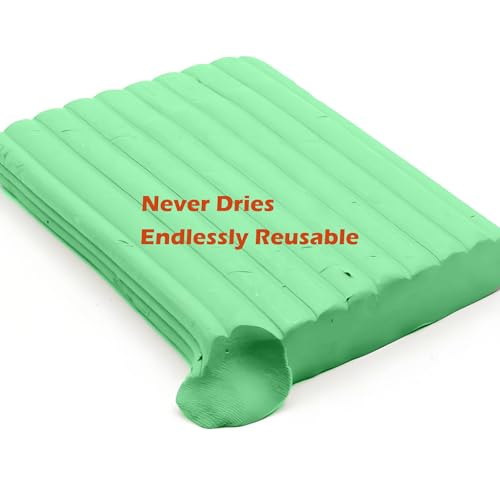 ReArt Non-Drying Oil-Based Modeling Clay 2.6 Pounds, Non Hardening Reusable Non Toxic No Bake Professional Oil Base Sculpting Clay (Green) - color: Green
