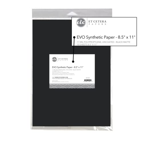 Alcohol Ink Paper - Non-Absorbent, Heavy Weight & Tear Resistant - Easily Wipes Off for Reusable Art Paper - Flexible Matte Black EVO 8.5x11 Inch 10 Sheets - color: Black, size: 8.5 x 11 Inches