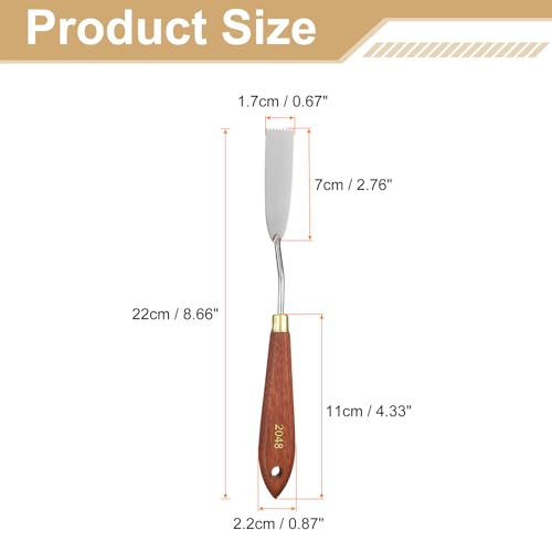 HARFINGTON 2pcs Palette Knife Painting Tool 2.68" x 0.67" Stainless Steel Teardrop Blade 8.86" Length Spatula Painting Pallet Knives with Hole Beech Wood Handle for Acrylic Canvas, Red/Silver - size: 8.86" x 0.67" x 2.68"