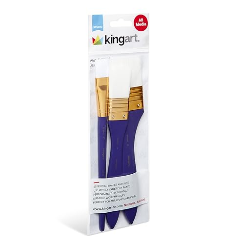 KINGART 3-Piece Paint Brushes, Acrylic Painting Brush Set, Watercolor Brushes, Acrylic Brushes for Oil Watercolor, Nail Miniature Detailing, and Rock Painting