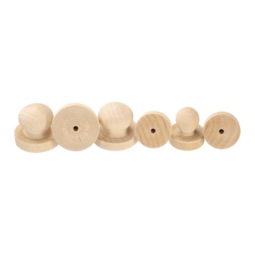 PATIKIL 50mm Stamp Wood Round Handle, Wooden Knobs Stamp Mounts Drawer Pulls for Stamp Making DIY Crafting Scrapbooking, Brown - size: 50mm
