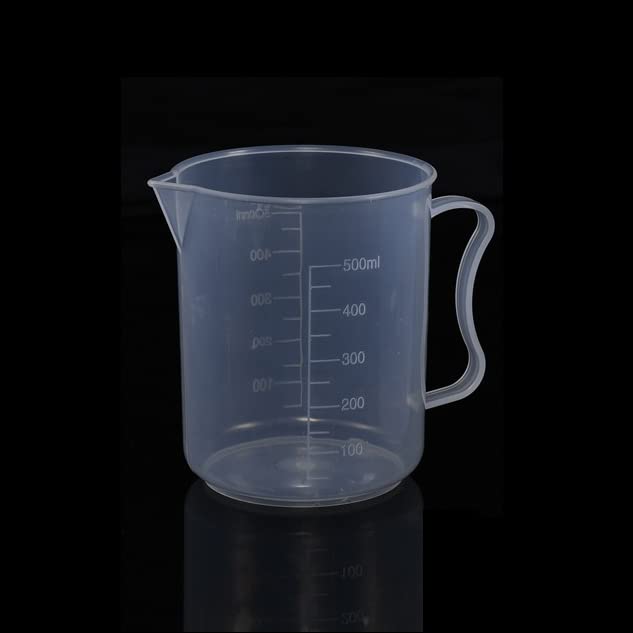 1 Piece Plastic Measuring Cups with Handle Clear Measuring Cup Plastic Beaker Cups Plastic Graduated Cup Multipurpose Mixing Cups for Kitchen Experiment Mixing Paint Epoxy Resin, 500ml