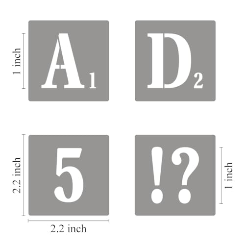 1 Inch Letter Stencils for Painting - 42 Pack Scrabble Alphabet Letters Numbers Templates with Signs for Painting, Reusable Scrabble Tiles Stencils for Chalkboard Wood Crafts & Wall Decor - size: 1 Inch