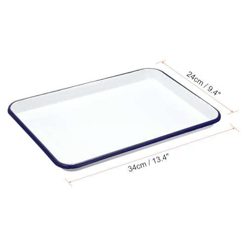 HARFINGTON Butcher Tray Palette 13.4" x 9.4" (34cm x 24cm) Metal Triple Enamel Coated Rectangular Tray Holder Artist Painter Painting Tool for Art Paint Acrylic Watercolor Mixing - size: 13.4" x 9.4"