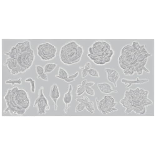 Rose Mold for Polyclay Air Dry Clay Plaster 7x3inch - color: Rose 21-cavity #4949