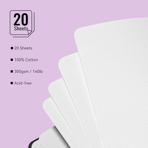 Paul Rubens Square Watercolor Journal, 100% Cotton Acid-Free Hot Press Watercolor Sketchbook 7.48 * 7.48 Inches, 140lb/300gsm,20 Sheets for Watercolors, Gouache, Acrylics - size: 1 Pack*7.5*7.5 inches