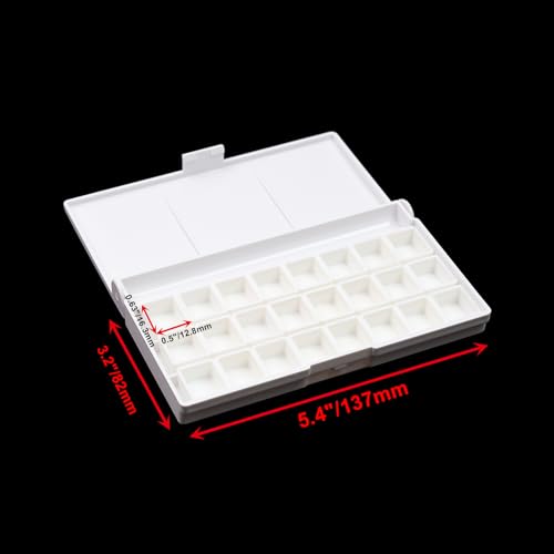 Bitray Watercolor Palette Box - 24 Wells with Lid for Watercolor Oil Paint | White, Durable Plastic丨Mini Size, 5.4"x 3.2"/丨with Lid, Leak-Proof丨Portable, Lightweight丨Travel Watercolor Tray丨for Acrylic - color: White, size: 24 Wells