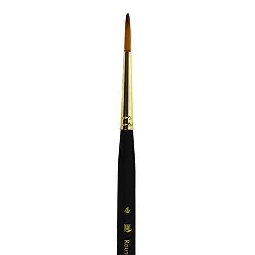 Princeton Mini-Detailer Round Brush, Synthetic, Short Handle, Size 4, 1 Count - color: Black, size: 4