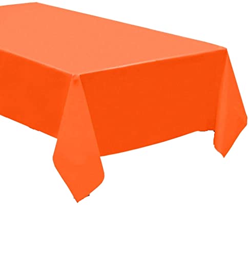 Pack of 4: Disposable Plastic Tablecloths/Table Covers, 54 x 108 inches Rectangle Table Cover Waterproof & Disposable – Ideal for Birthday Parties, Weddings, Picnics, and Events (Orange) - color: Orange