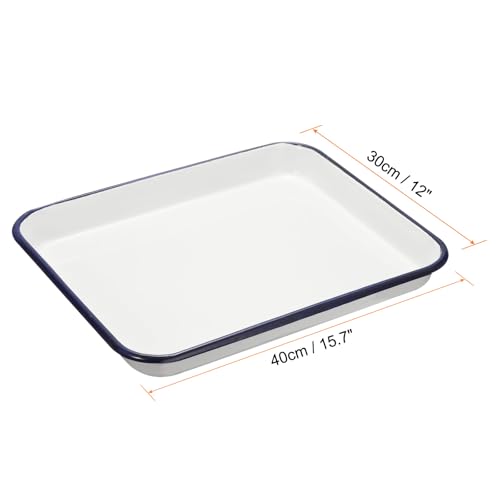 HARFINGTON Butcher Tray Palette 15.7" x 12" Metal Triple Enamel Coated | 40cm x 30cm, Artist Painter Painting Tool, for Art Paint Acrylic Watercolor Mixing, Rectangular Tray Holder - size: 15.7" x 12"