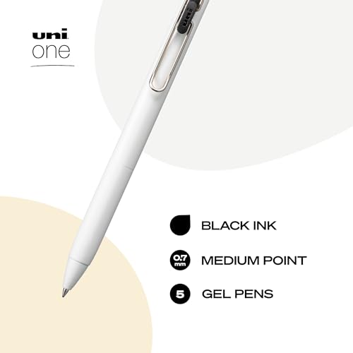 uniball™ one Retractable Gel Pens, Medium Point (0.7mm), Black Ink, 5 Pack - color: Black, size: 5 Count (Pack of 1), style: Medium