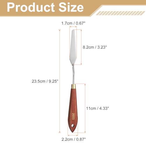 HARFINGTON Palette Knife Painting Tool 3.23" x 0.67" Stainless Steel Teardrop Blade 9.25" Length Spatula Painting Pallet Knives with Hole Beech Wood Handle for Oil Acrylic Canvas, Red/Silver - size: 9.25" x 0.67" x 3.23"