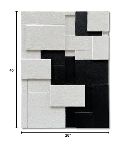 Art 40x28 inches Hand-Painted Modern Minimalist Black and White Abstract Art Oil Painting Canvas Wall Deco Art Painting - color: Yi105