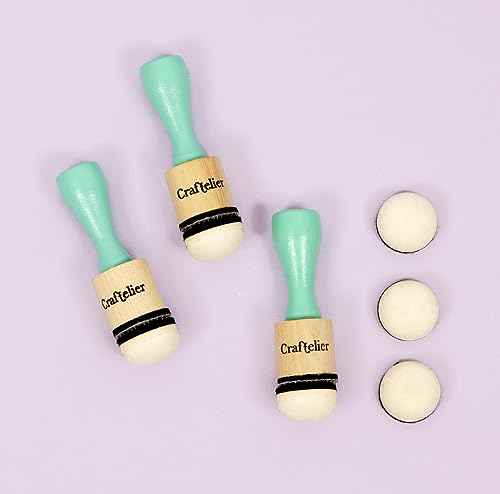 Craftelier - Mini Ink Paints Mixing Blending Tools for Scrapbooking and Other Crafts | Includes 3 Handle Ink Tools + 6 Round Foam Pads Interchangeable of 20 mm Diameter | Color Turquoise - size: Mini Ink and Paints Mixing Blending Tools