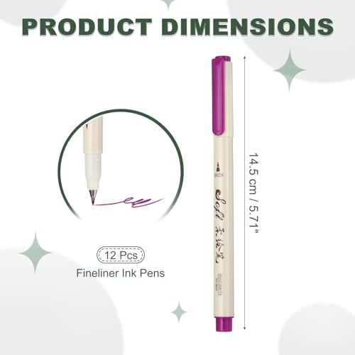 PATIKIL Fineliner Colored Pens, 12 Pcs Rose Purple Felt Brush Tip Fineliner Marker Waterproof Ink Watercolor Coloring Book Art Supplies Set for Artist Journaling Scrapbooking - color: Rose Purple