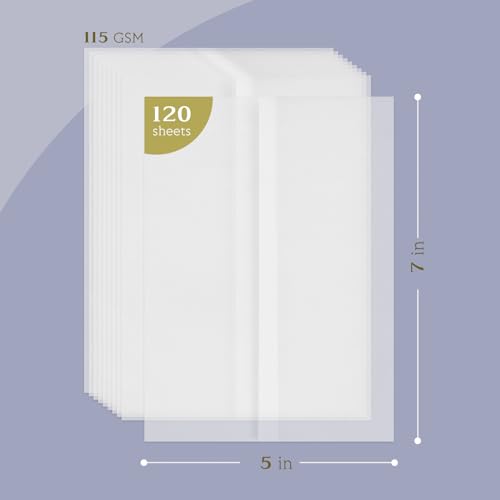 Vellum Paper 5x7 Pre-Folded - Goefun 120 Sheets Vellum Jackets for 5x7 Invitations 115GSM Translucent Paper for Invitations Wraps, Greeting Cards, Envelope Liners, Wedding, Baby Shower (Pack of 2) - color: white, size: 5x7-120pcs (Pack of 2)