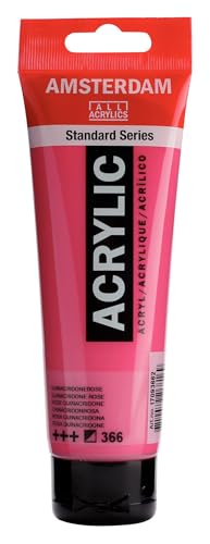Amsterdam Standard Series Acrylic Paint Tube, Quinacridone Rose 366, 4 oz | Vibrant Color with Acrylic Resin Binder, High Lightfastness, Water-Based, Strong Coverage, Visible Brush Strokes - color: Quinacridone Rose, size: 4.05 Fl Oz (Pack of 1)