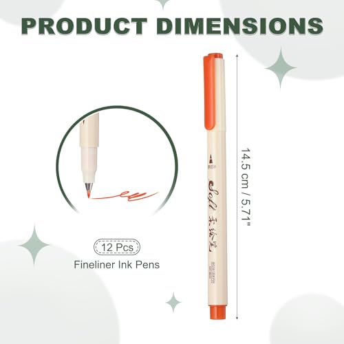 PATIKIL Fineliner Colored Pens, 12 Pcs Orange Felt Brush Tip Fineliner Marker Waterproof Ink Watercolor Coloring Book Art Supplies Set for Artist Journaling Scrapbooking - color: Orange