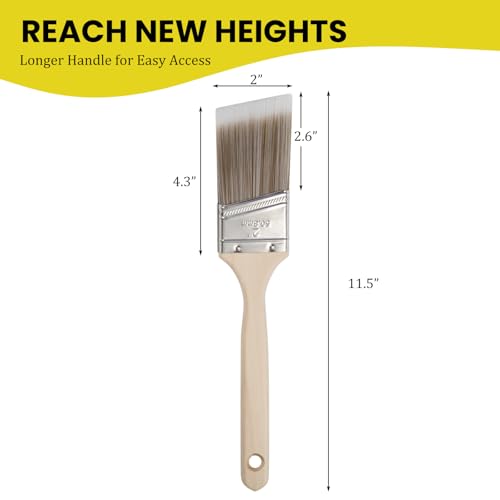 Mister Rui Paint Brush, 2 Inch Angled Synthetic Sash Brush for Walls | Paint Brush for Trim, Cabinets, Door, Ergonomic Long Handle, Smooth Finish for Oil & Latex Paint - size: 1PCS, 2" Angled