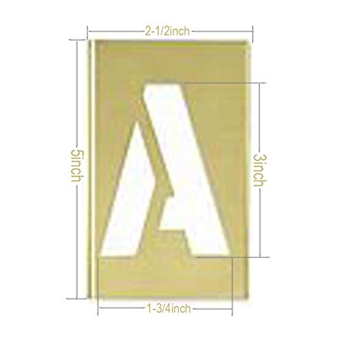 Deezio Brass Letter Number Stencils 3 Inch Interlocking Alphabet Stencils - 46 Piece Set - size: 3inch(46piece)