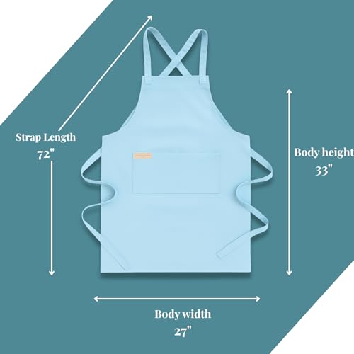 Professional Work Apron for Men & Women – 100% Cotton with waterproof Membrane, Cross Back Straps - color: Moss Green