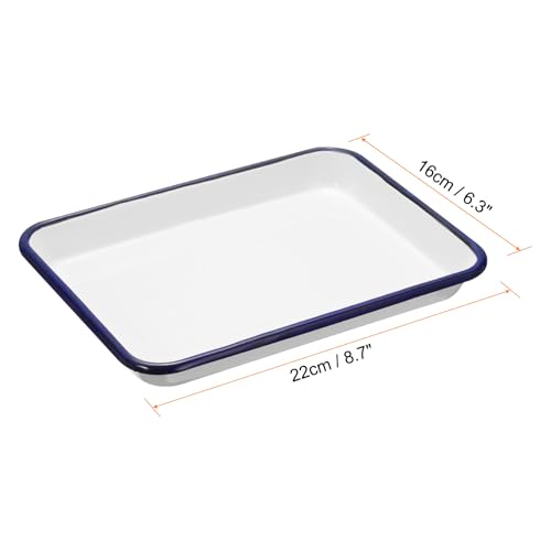 HARFINGTON Butcher Tray Palette 8.7" x 6.3" (22cm x 16cm) Metal Triple Enamel Coated Rectangular Tray Holder Artist Painter Painting Tool for Art Paint Acrylic Watercolor Mixing - size: 8.7" x 6.3"