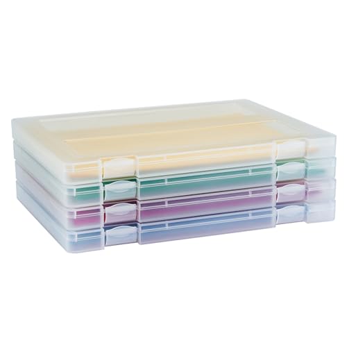 4 Pack A4 Paper Storage Box, 8.5 x 11 Project Case for US letter, Thick Scrapbook Storage Box Craft Storage Box Art Supplies Storage and Organization, Board Game Storage and Organizers - size: 12.52"L x 9.45"W x 0.94"H