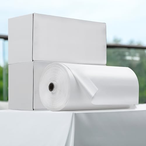 Plastic Table Cloth, 410 Ft X 54 In Disposable Tablecloth White Tablecloth | Plastic Tablecloth Roll with Sliding Cutter Premium Waterproof Plastic Table Cover Roll for Picnics, Party, Birthday, Wedding - color: White, size: 4920" x 54" (Rectangular)