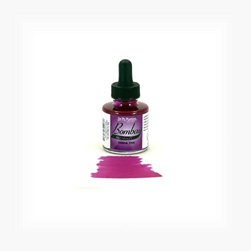 Dr. Ph. Martin's Bombay India Ink (18BY) Ink Bottle, 1.0 oz, Red Violet, 1 Bottle