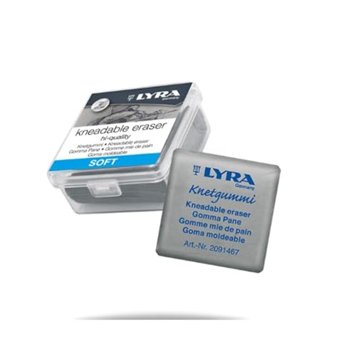 Lyra Drawing Art Kneading Erasers - Gray, Artist Drawing, Art Eraser, Charcoal Pastels, Moldable Putty Rubber Sketching Supplies, Design Eraser with Case - 4 Pack, Grey