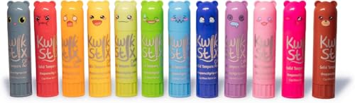 Kwik Stix Cuties Washable Paint Sticks for Kids & Toddlers, 12 Non-Toxic Colors, Quick-Drying, Allergen-Free, Solid Tempera with Cute Caps - color: Multicolor