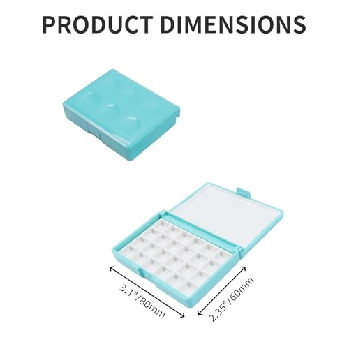Bitray Watercolor Palette Box Portable 24 Wells Paint Palette Box Palette | Green, Durable Plastic丨Mini Size, 3.1"x 2.35"/丨with Lid, Leak-Proof丨Portable, Lightweight丨Travel Watercolor Tray丨for Acrylic - color: Blue, size: 24 Wells