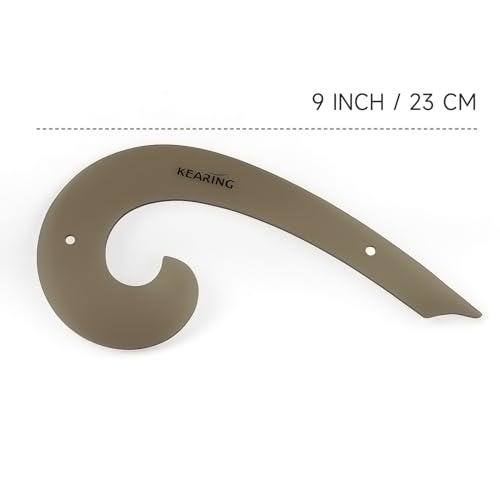 KEARING 9"(23CM) Classic Acrylic French Curve Ruler Vary Form Curve Clear Hip Measuring Curve Ruler for Sewing Fashion Pattern Making Dressing Making, Design Supplies - style: PM6012(9")