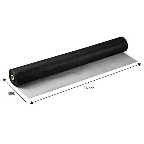 Fiberglass Screen Roll 36" x 100' A Continuous Roll UV Protection Install and Repair Door and Window Screen (36" x100', Black) - color: Black, size: 36" x 100'