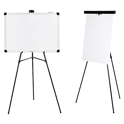 Amazon Basics Height Adjustable Aluminum Flipchart Easel Stand, Portable, for Whiteboard, Flip Chart, Poster Boards, Paper Pads and Signage, 35 x 2 x 28 Inches, Black - style: Lightweight Board Easel
