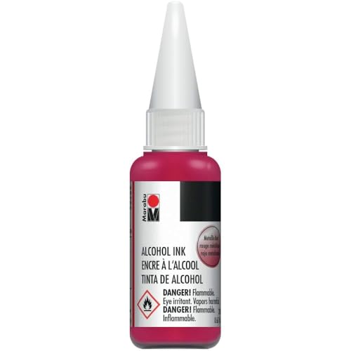 Marabu Alcohol Ink - Metallic Red - Experience The Intensity of a Cosmic Blaze, Crafting Dramatic Masterpieces Bursting with Power - 20ml Bottle