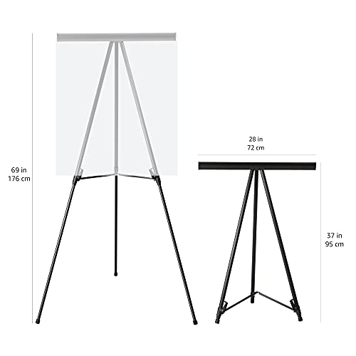Amazon Basics High Boardroom Height Adjustable Flipchart Whiteboard and Display Easel Stand for Paper Pads and Signage, Portable, Collapsible Telescope Tripod, 37 x 18 x 28 in, Black - style: Heavy Duty Board Easel