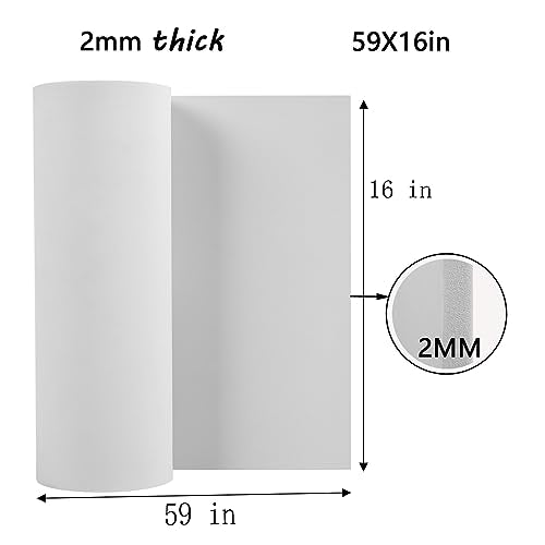 AMZQNART 2mm EVA Foam Sheets Roll 16x59in White for Cosplay DIY 90kg/m3 - color: 16×59in White, size: 2mm-Thick