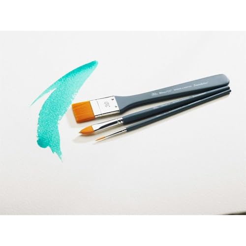 Winsor & Newton Foundation Acrylic Brush Set, SH, 6 Pack - size: Round 3 & 6, Filbert 3 & 6, Flat 10 & 14, style: Short Handle