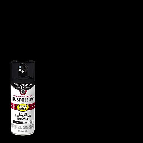 Rust-Oleum Stops Rust Custom 5-in-1 Spray Paint, Satin Black - color: Satin Black, size: 12 Ounce (Pack of 1)